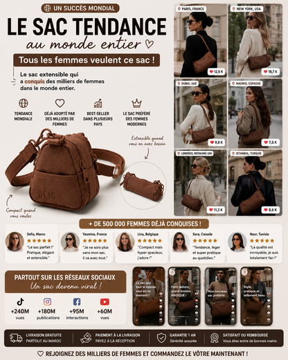 Sac Extensible Femme – Petit Format, Spacieux en Quelques Secondes