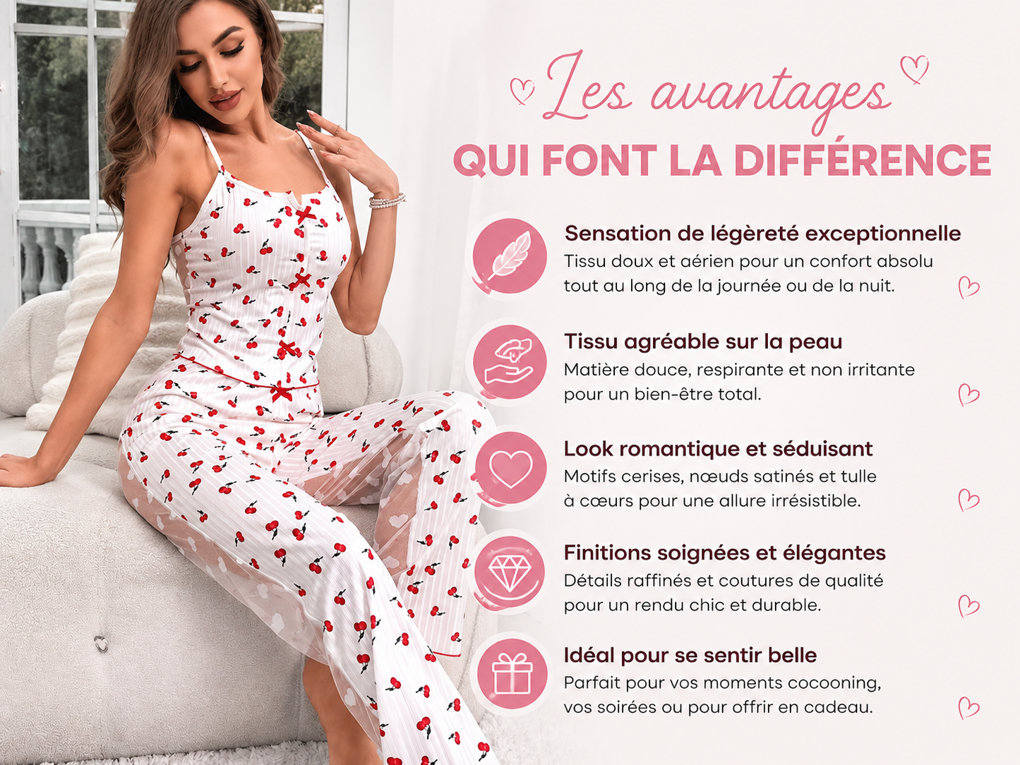 Pyjama Cherry Love™ | Sensuel, Léger & Irrésistible